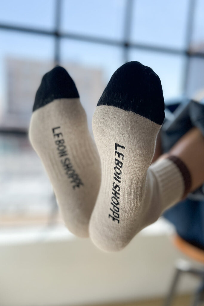 LE BON SHOPPE COLOR BLOCK GIRLFRIEND SOCKS IN BLACK COFFEE