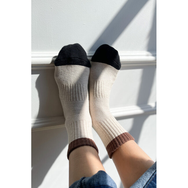 LE BON SHOPPE COLOR BLOCK GIRLFRIEND SOCKS IN BLACK COFFEE