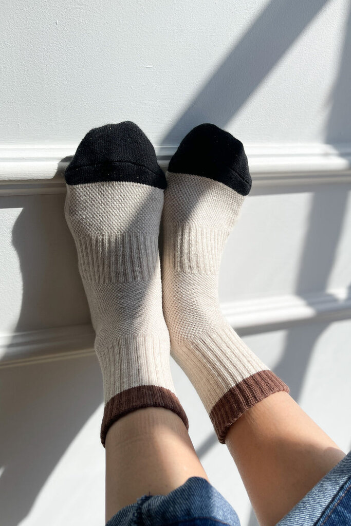LE BON SHOPPE COLOR BLOCK GIRLFRIEND SOCKS IN BLACK COFFEE