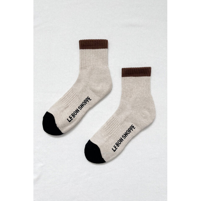 LE BON SHOPPE COLOR BLOCK GIRLFRIEND SOCKS IN BLACK COFFEE