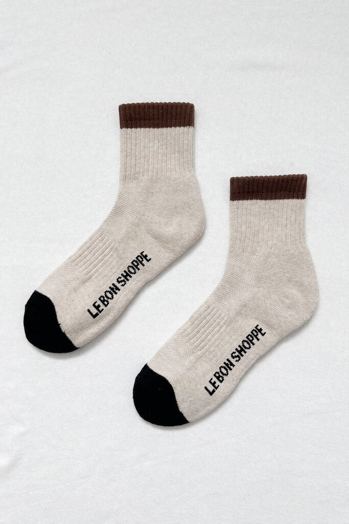 LE BON SHOPPE COLOR BLOCK GIRLFRIEND SOCKS IN BLACK COFFEE