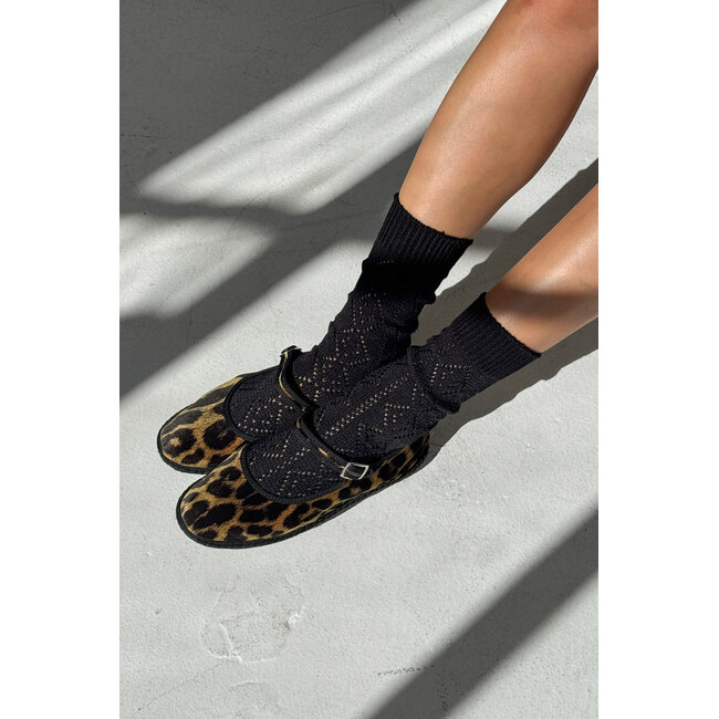 LE BON SHOPPE MODAL EYELET SOCKS IN BLACK