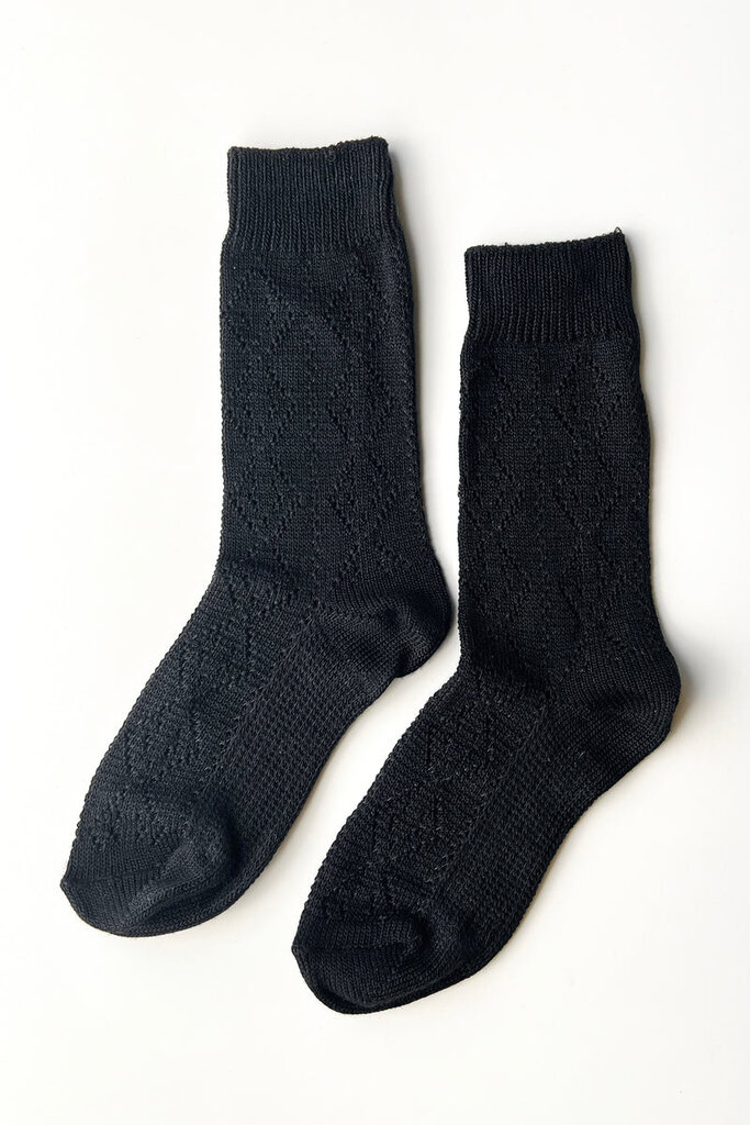 LE BON SHOPPE MODAL EYELET SOCKS IN BLACK