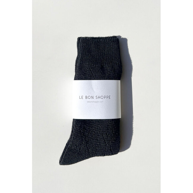 LE BON SHOPPE MODAL EYELET SOCKS IN BLACK