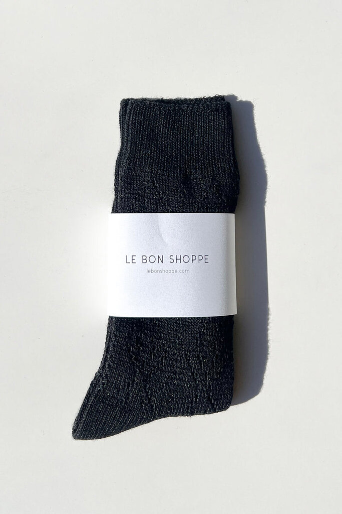 LE BON SHOPPE MODAL EYELET SOCKS IN BLACK