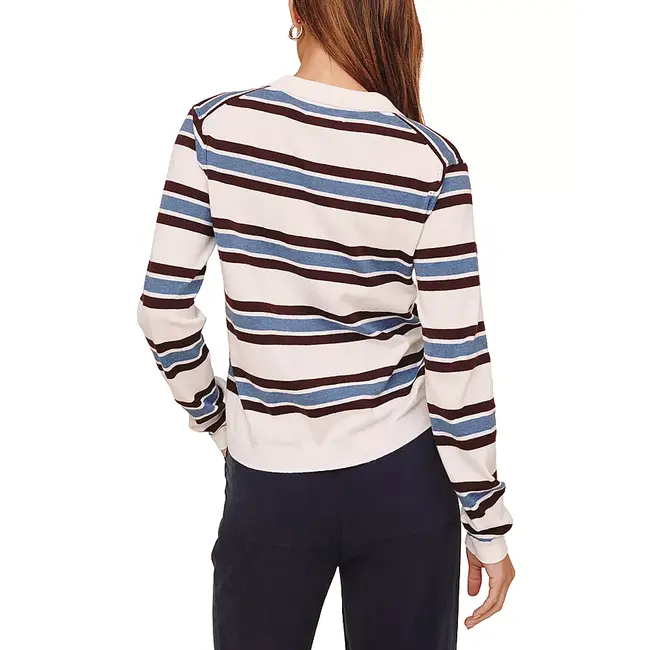 BELLA DAHL LONG SLEEVE PLACKET PULLOVER IN GARNET STRIPE