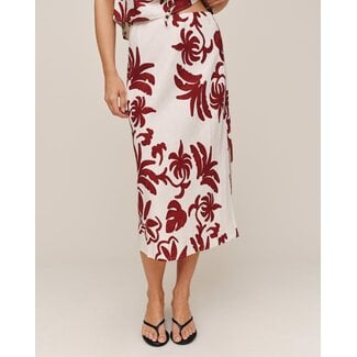 BELLA DAHL BIAS SIDE SLIT SKIRT IN ISLAND DAMASK PRINT