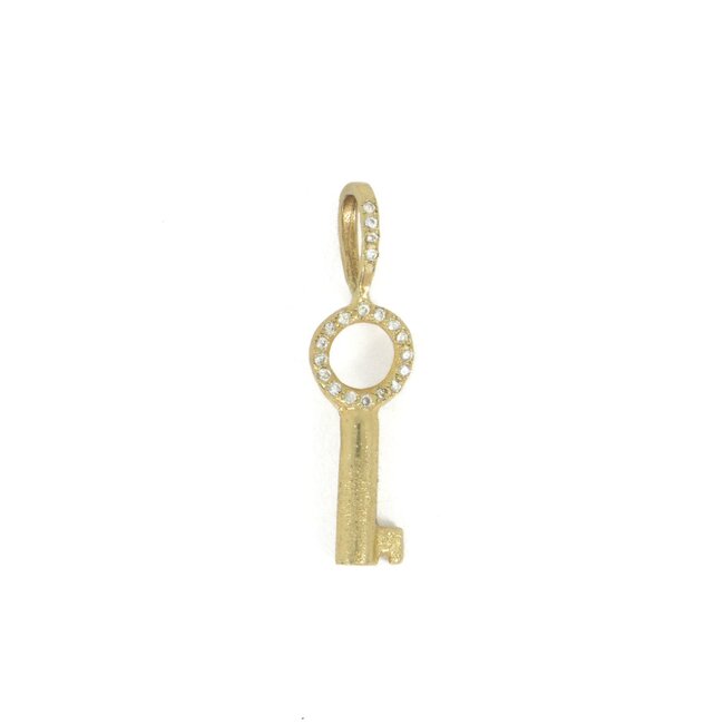 14K ROUND KEY PENDANT W DIAMONDS