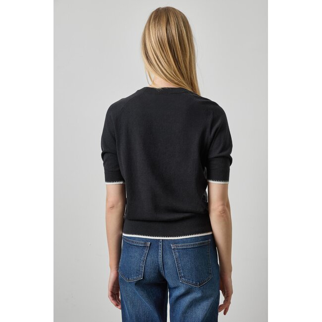 LILLA P CREWNECK SADDLE SLEEVE SWEATER IN BLACKJ