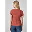 LILLA P SHORT SLEEVE BACK SEAM V-NECK IN  HENNA