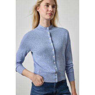 LILLA P FUNNEL NECK CARDIGAN IN LAKE