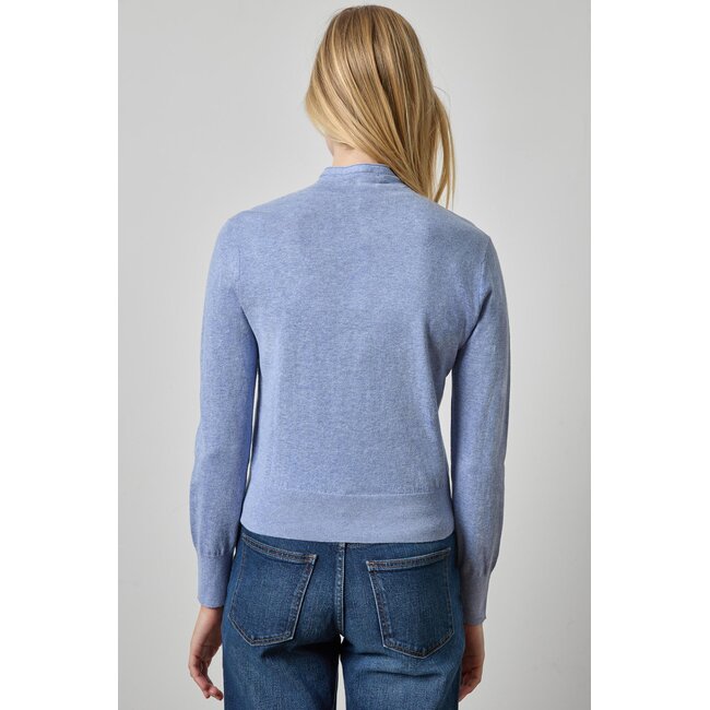LILLA P FUNNEL NECK CARDIGAN IN LAKE