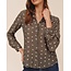 BELLA DAHL CLASSIC BUTTON DOWN IN OLIVE MOSAIC