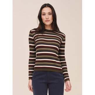 BELLA DAHL LONG SLEEVE CREW IN HARVEST STRIPE