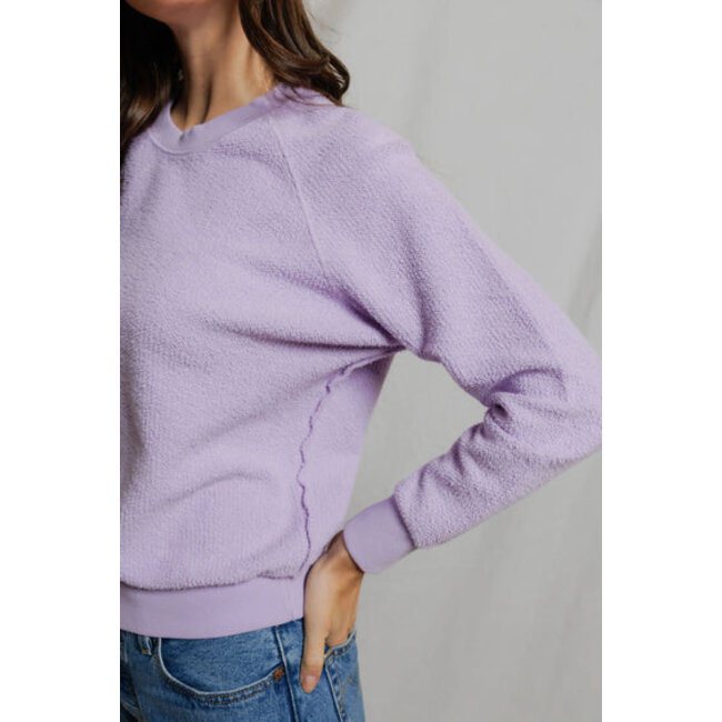 PERFECT WHITE TEE ZIGGY INSIDE OUT FLEECE SWEATSHIRT IN ULTRA VIOLET