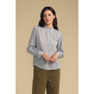VELVET BETTY07 L/S RUFFLE NECK BUTTON TOP