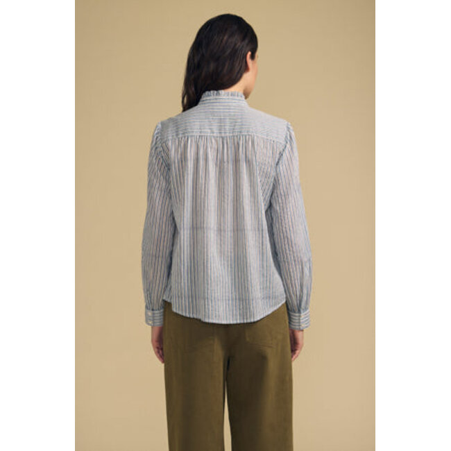 VELVET BETTY07 L/S RUFFLE NECK BUTTON TOP