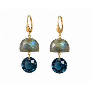 CHAN LUU LABRADORITE/BLUE TOPAZ EARRINGS