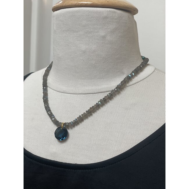 CHAN LUU LABRADORITE/BLUE TOPAZ NECKLACE