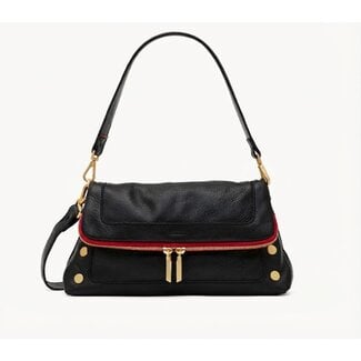 HAMMITT BEVERLY MED BLACK/BRUSHED GOLD RED ZIP