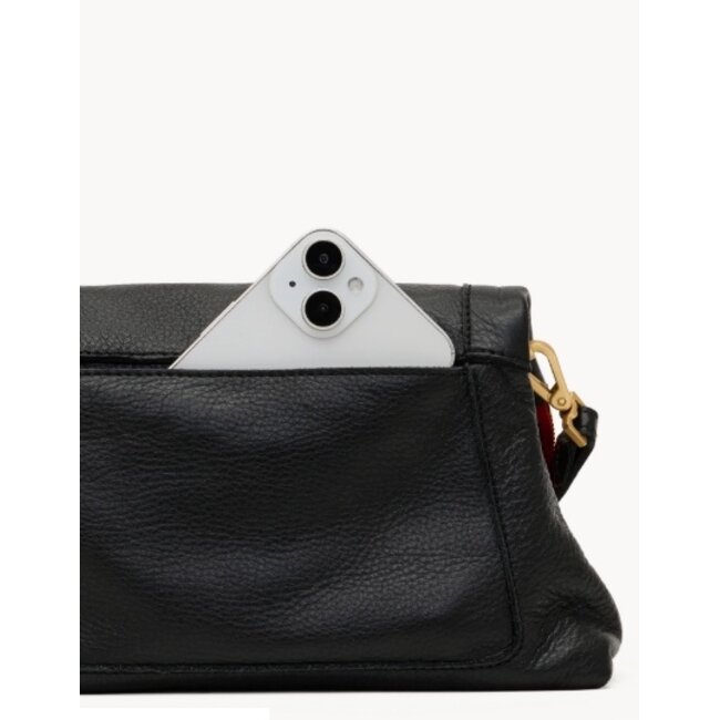 HAMMITT BEVERLY MED BLACK/BRUSHED GOLD RED ZIP