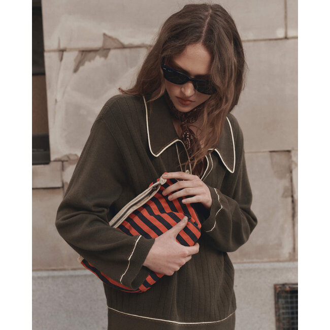 THE GREAT THE GREAT STRIPE POUCH HOT RED MINI PREP STRIPE