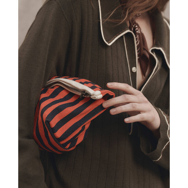 THE GREAT THE GREAT STRIPE POUCH HOT RED MINI PREP STRIPE