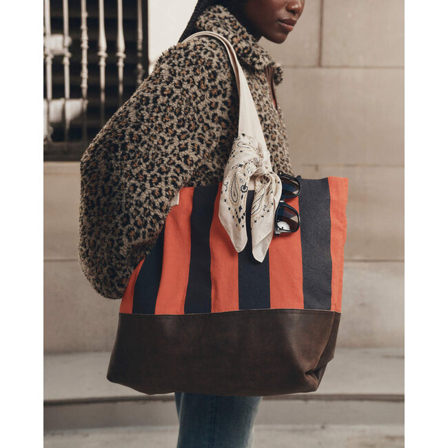 THE GREAT THE STRIPE TOTE HOT RED PREP STRIPE