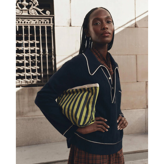 THE GREAT THE STRIPE POUCH CITRON MINI PREP STRIPE