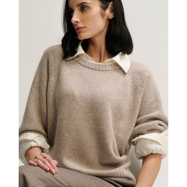 MARGARET O'LEARY MENDOCINO PULLOVER IN HICKORY/SNOWDRIFT