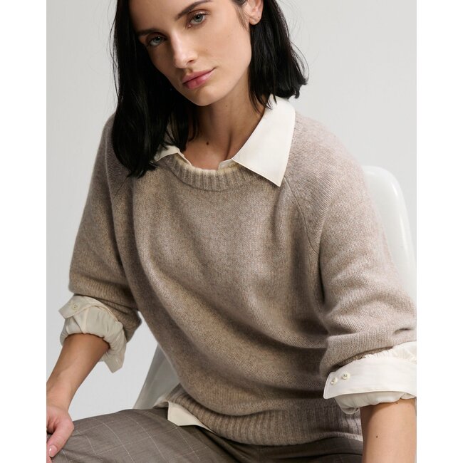 MARGARET O'LEARY MENDOCINO PULLOVER IN HICKORY/SNOWDRIFT