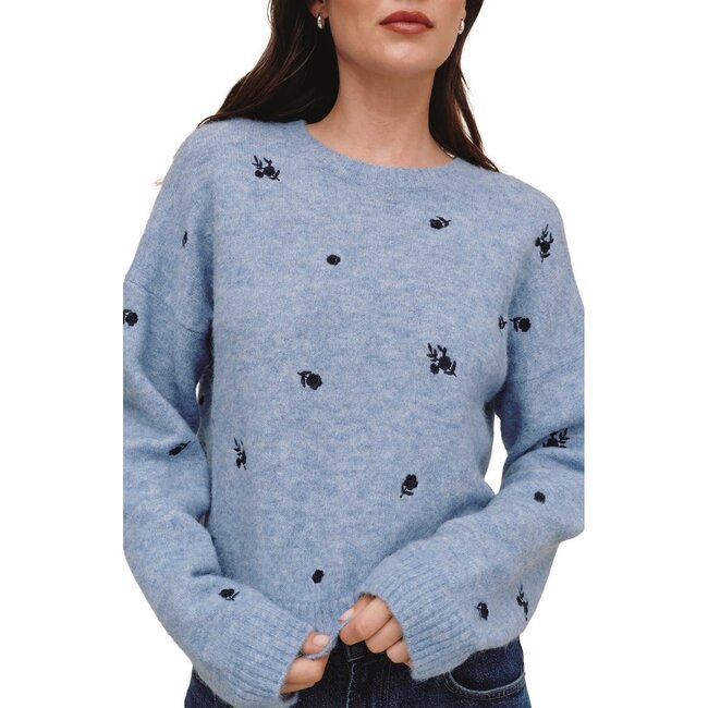 BELLA DAHL EMBROIDERED CREWNECK SWEATER