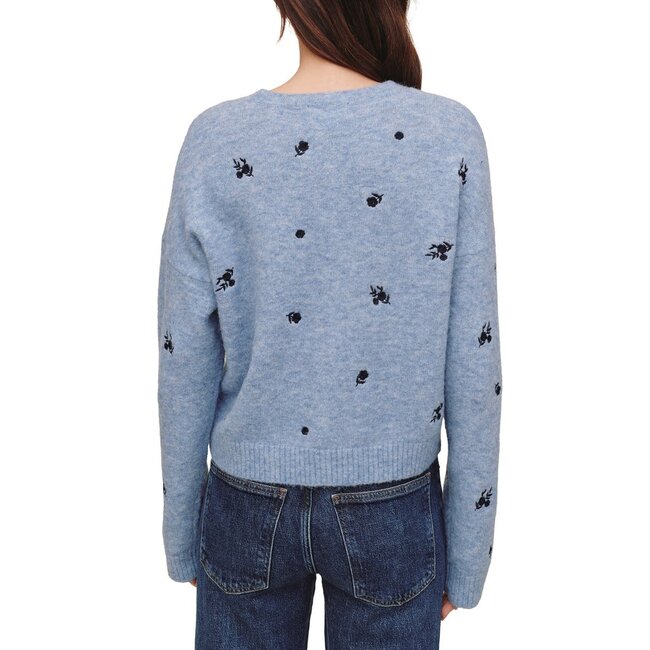 BELLA DAHL EMBROIDERED CREWNECK SWEATER