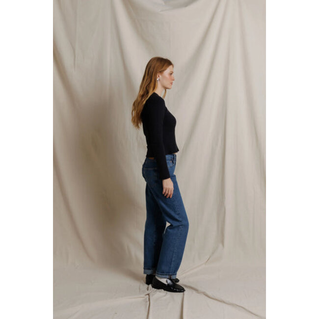 PERFECT WHITE TEE FLORA LONG SLEEVE RIB