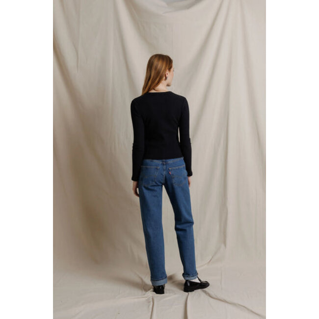 PERFECT WHITE TEE FLORA LONG SLEEVE RIB