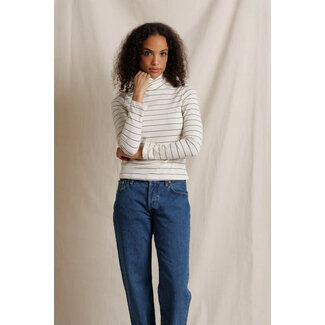 PERFECT WHITE TEE CINDY STRIPE TURTLENECK