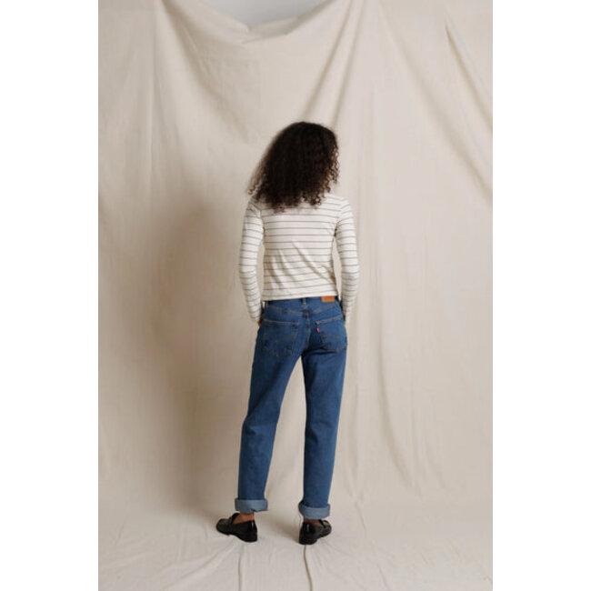 PERFECT WHITE TEE CINDY STRIPE TURTLENECK