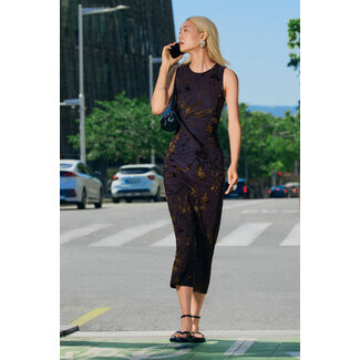DESIGUAL BUCAREST S/L FLOCKED MIDI DRESS