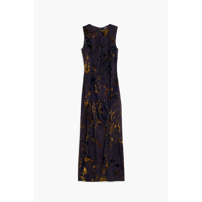 DESIGUAL BUCAREST S/L FLOCKED MIDI DRESS