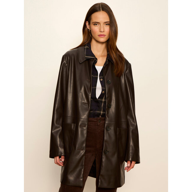 SANCTUARY VEGAN LEATHER CITY COAT