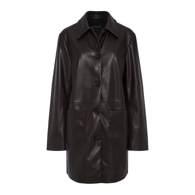 SANCTUARY VEGAN LEATHER CITY COAT