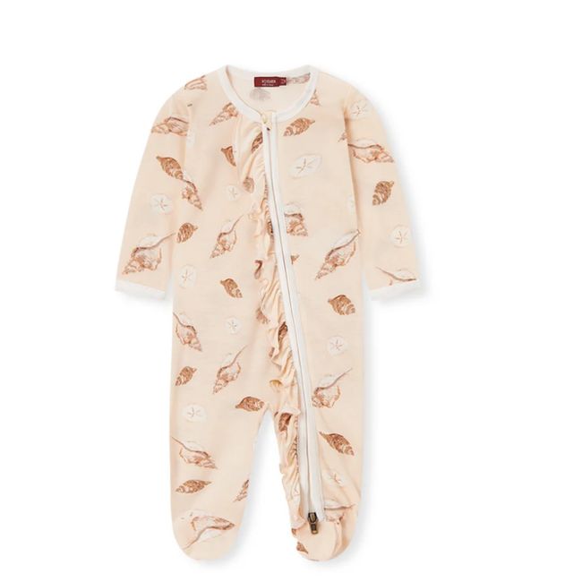 MILKBARN RUFFLE ZIPPER FOOTED ROMPER
