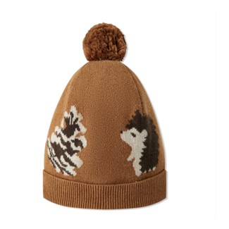 MILKBARN KNITTED POM BEANIE PINECONE & HEDGEHOG 1-2Y