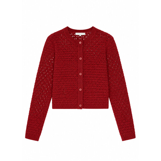 CHENILLE CARDI IN LIPSTICK