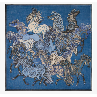 INOUITOOSH SQUARE WESTERN SCARF BLUE