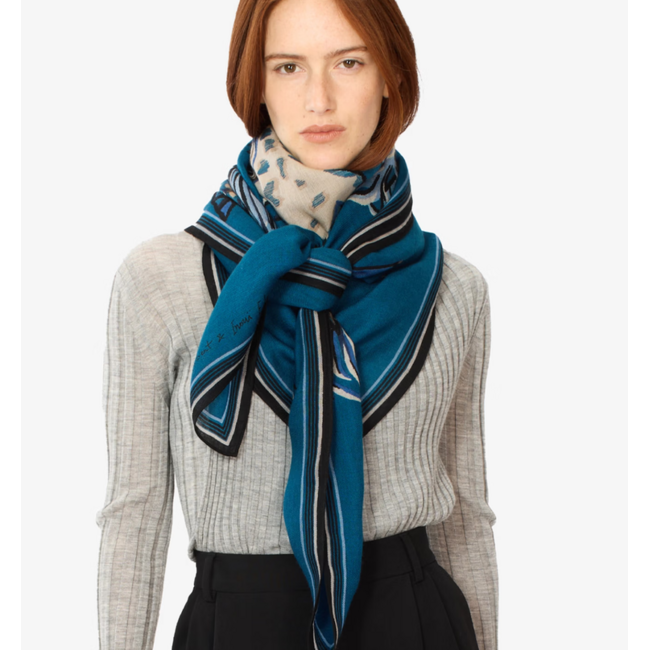 INOUITOOSH SQUARE WESTERN SCARF BLUE