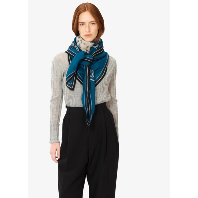 INOUITOOSH SQUARE WESTERN SCARF BLUE