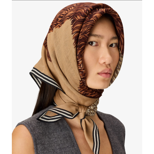 INOUITOOSH SQUARE OURS SCARF BEIGE
