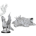 Unpainted Minis D&D | Gold Dragon Wyrmling & Small Treasure Pile | W11 | 90028