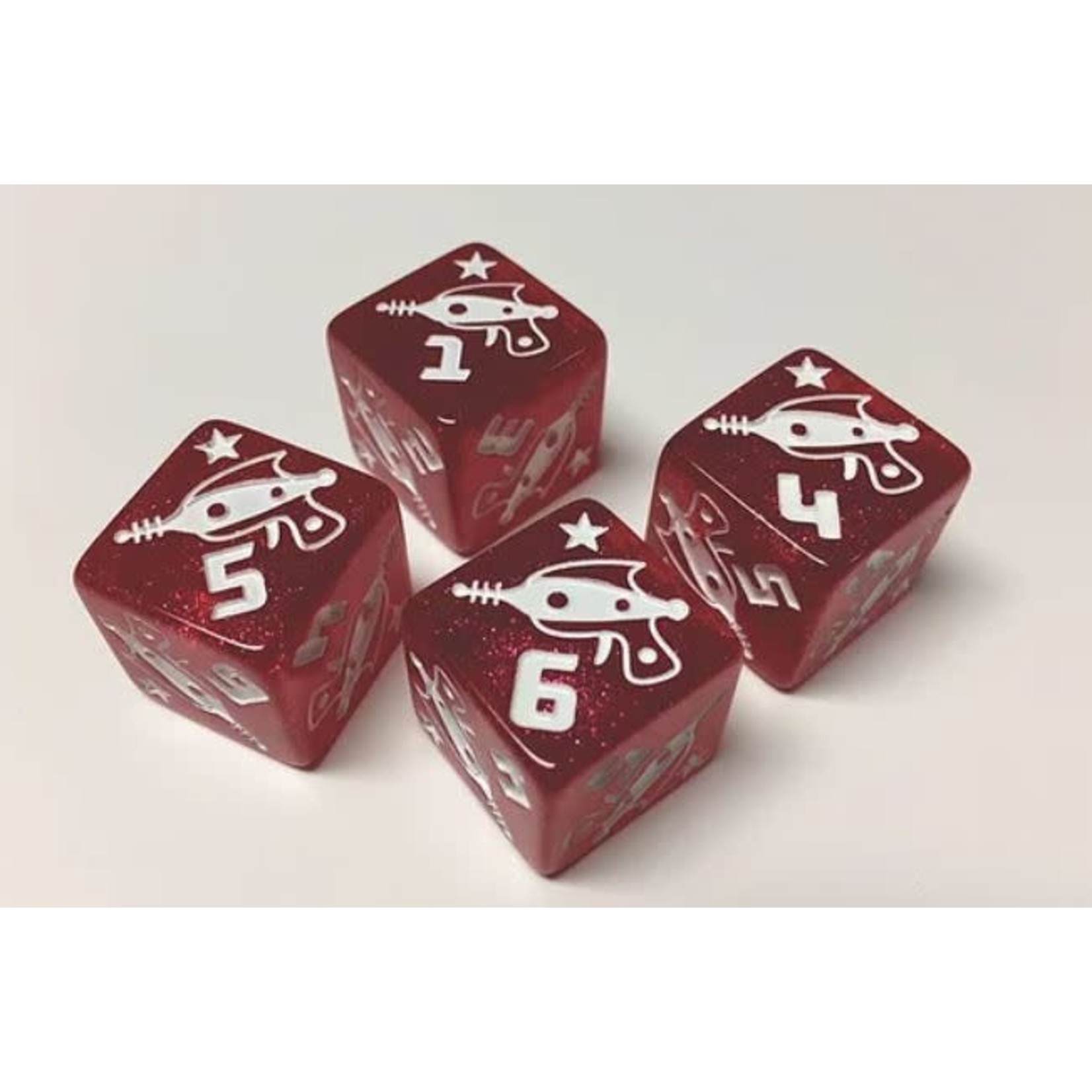 Oversize Dice: d6 Oblit-O-Tron Red Glitter w/white ink 19mm